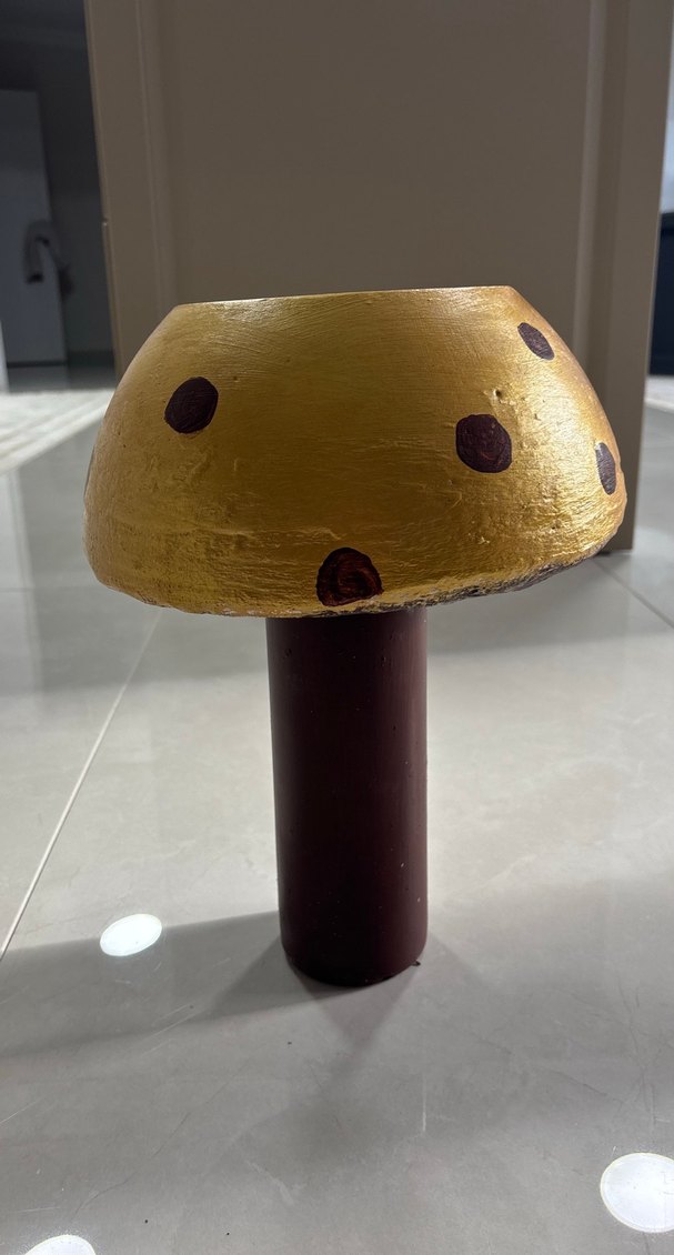 Altın Renkli Alçı mantar süs - Görsel 3