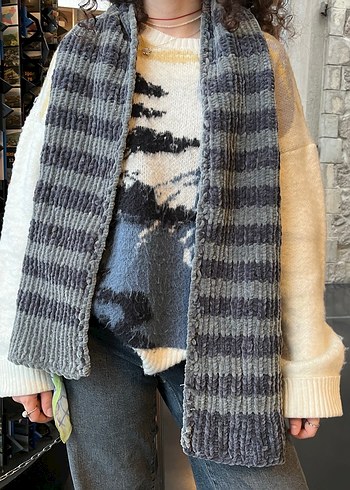 Gri Örgü Kadın Şal - Görsel 3