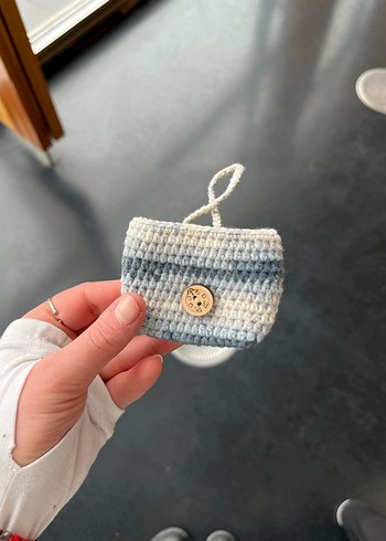 Mavi Örgü Telefon Kulaklık Kılıfı - Görsel 2