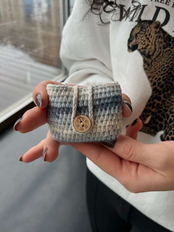 Mavi Örgü Telefon Kulaklık Kılıfı - Görsel 3