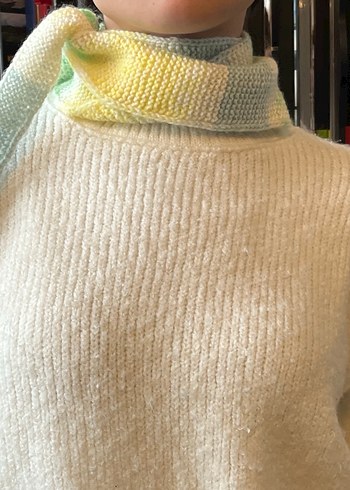 Beyaz Örgü Kadın Şal Pastel Detaylı - Görsel 2