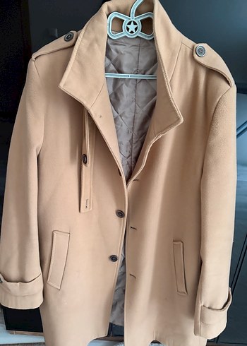 Bej Erkek Süet Düğmeli Midi Kaban - Görsel 2