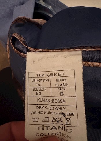 Titanic Collection Klasik Tek Ceket 62 Beden - Görsel 2