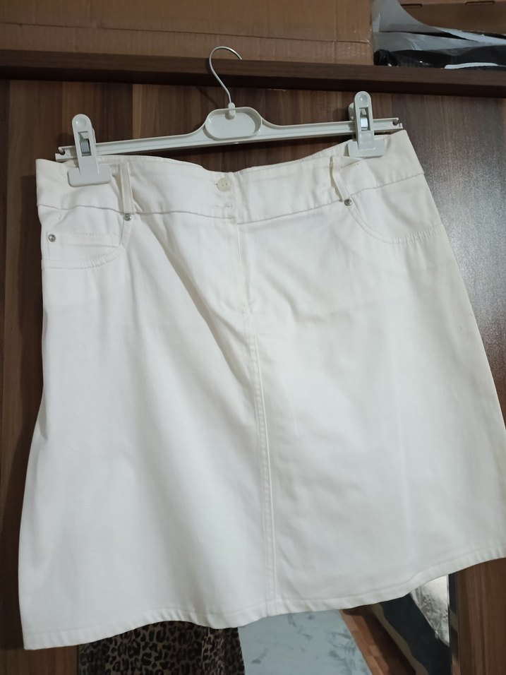 Beyaz Kemerli Mini Etek - Görsel 4