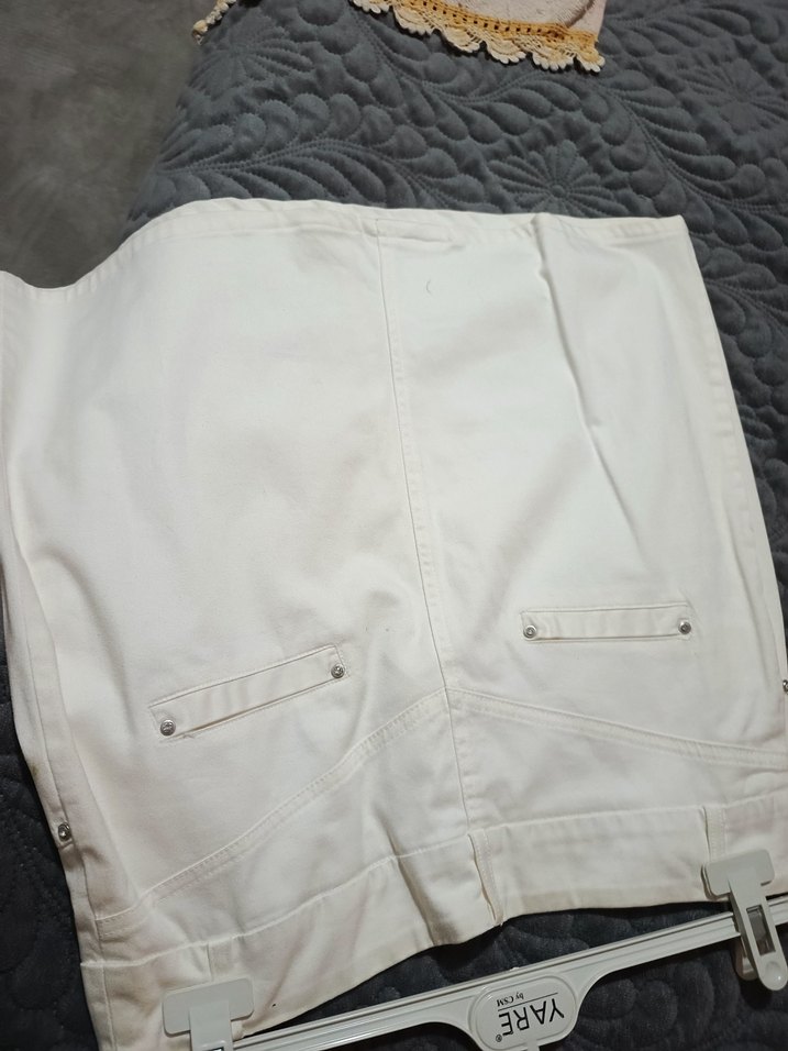 Beyaz Kemerli Mini Etek - Görsel 2