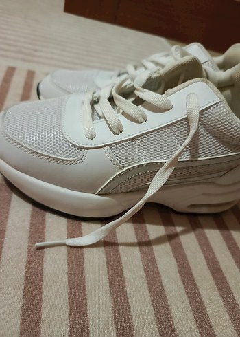 Beyaz Gri Dolgu Topuklu Spor Ayakkabı - Görsel 5