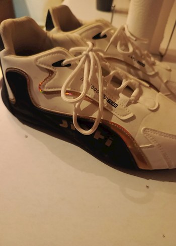 Beyaz Bağcıklı Spor Stiletto Topuklu Sneakers - Görsel 9