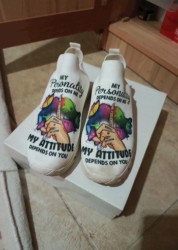 Renkli Baskılı Kadın Spor Ayakkabı - Görsel 7