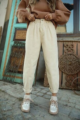 Balon model mom jean bej renk