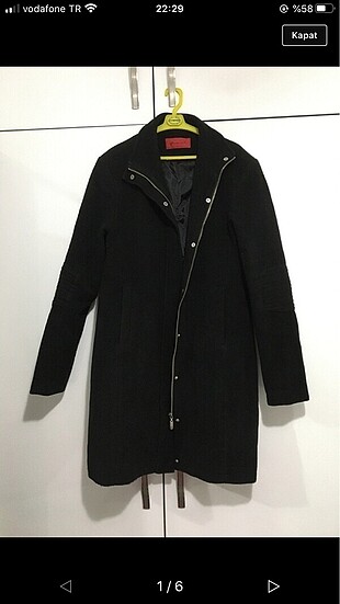 L / 40 beden siyah kaşe kaban slim fit
