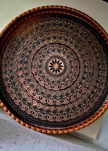 kızıl bakır el işleme sini - Görsel 5