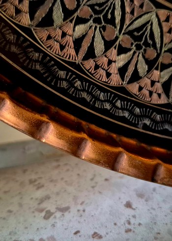 kızıl bakır el işleme sini - Görsel 4