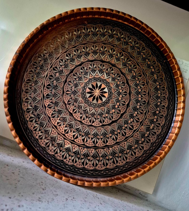 kızıl bakır el işleme sini - Görsel 5