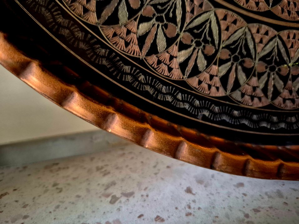 kızıl bakır el işleme sini - Görsel 4