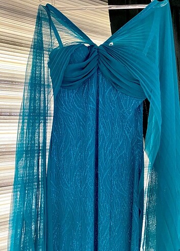 Tasarımcı Abiye elbise mavi 