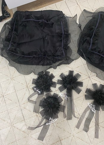 Siyah Nakışlı Fırfırlı prenses bohça seti - Görsel 3