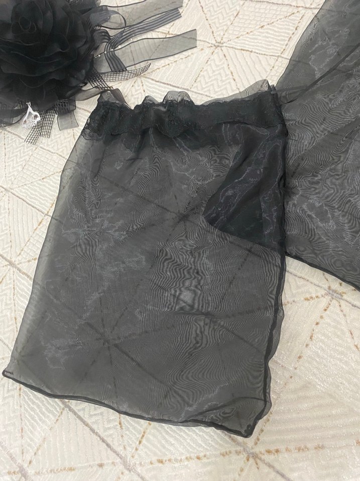 Siyah Nakışlı Fırfırlı prenses bohça seti - Görsel 5