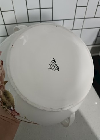 Çiçek Desenli Beyaz Kapaklı Porselen Çorba Kasesi - Görsel 5