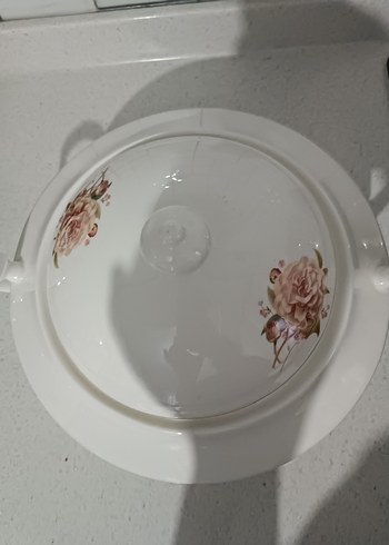 Çiçek Desenli Beyaz Kapaklı Porselen Çorba Kasesi - Görsel 2