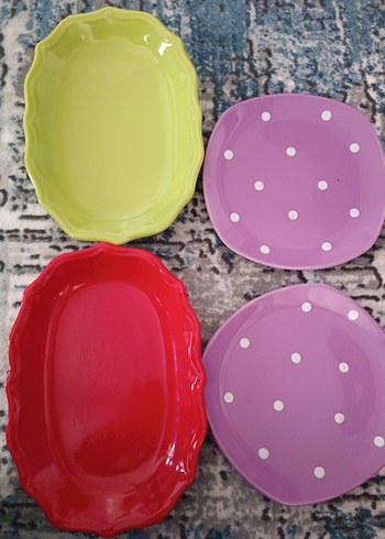 Renkli Seramik Tabak Seti - Görsel 2