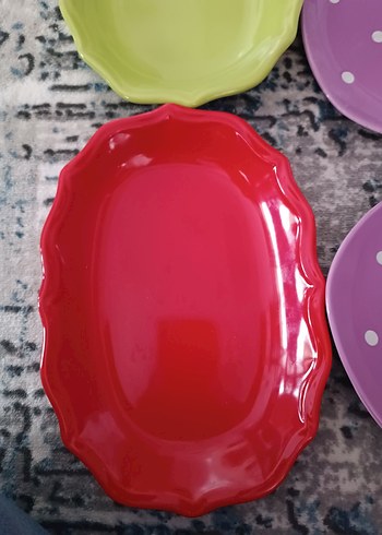 Renkli Seramik Tabak Seti - Görsel 4