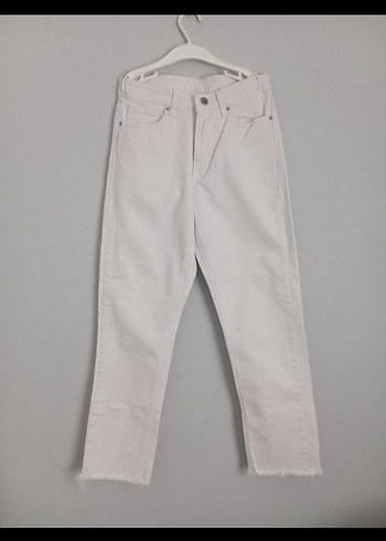 26 Beden Kadın Beyaz Regular Fit Pamuklu Jean