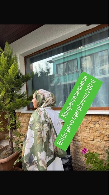 Çiçek desenli şal