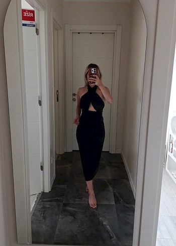 Siyah Straplez Midi Gotik Elbise