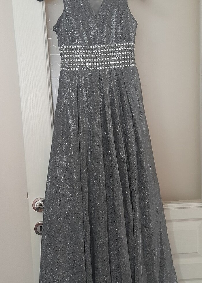 Simli gri çocuk abiye 11 yaş - Görsel 2