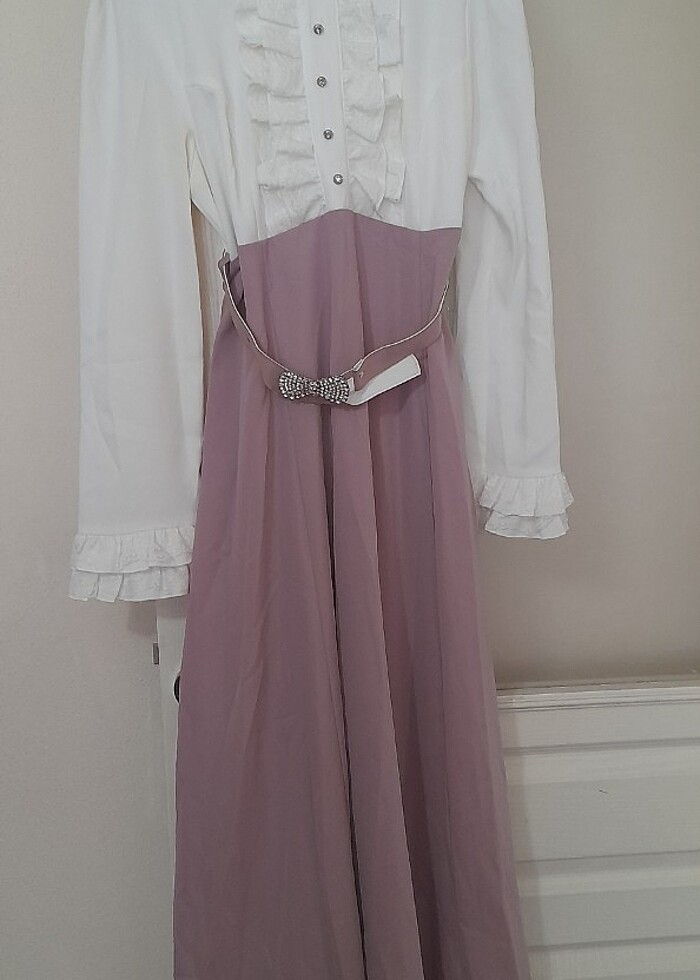 Kemerli tesettür elbise - Görsel 2