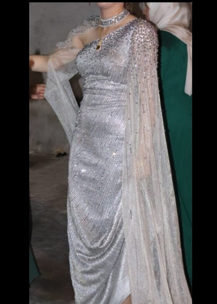 Taşlı tek kol çıkarılabilir Abiye Nişanlık - Görsel 3