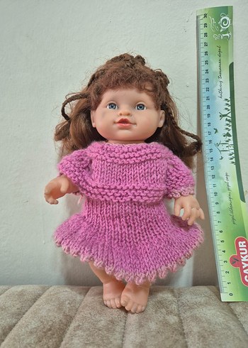 Beden Pembe El Örgüsü Elbiseli Oyuncak Bebek