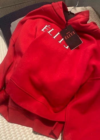 Kırmızı Kadın Sweatshirt, Kürklü, Baskılı - Görsel 2