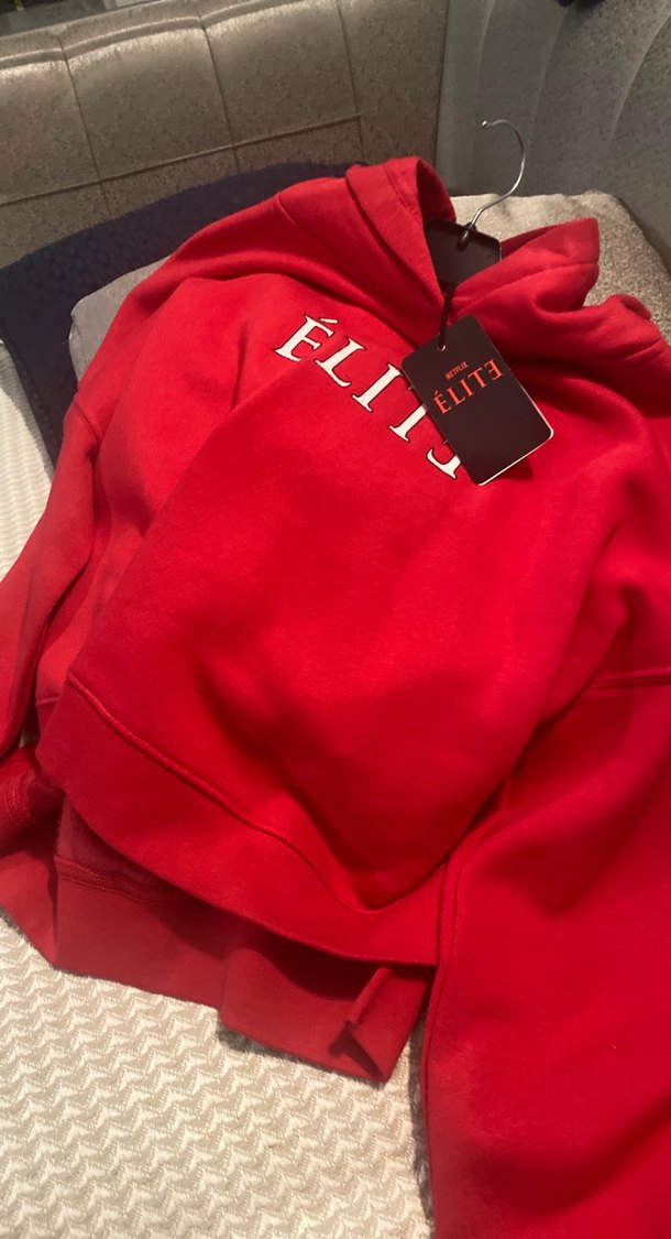 Kırmızı Kadın Sweatshirt, Kürklü, Baskılı - Görsel 2