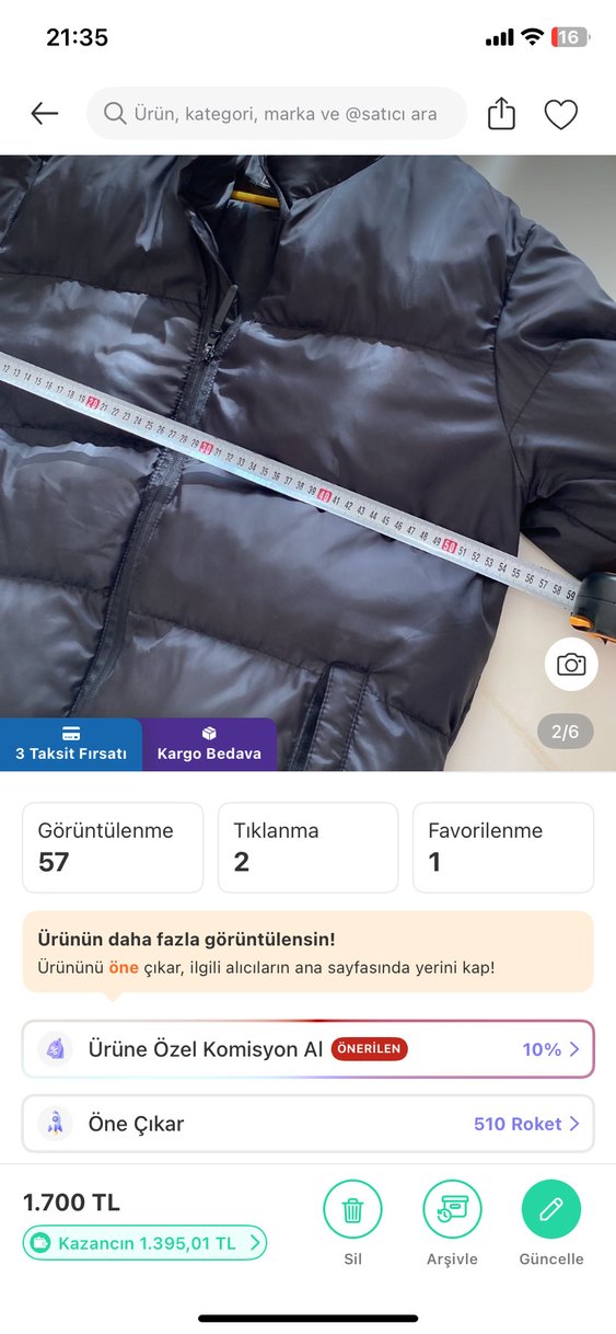 Siyah Fermuarlı Erkek Mont - Görsel 3