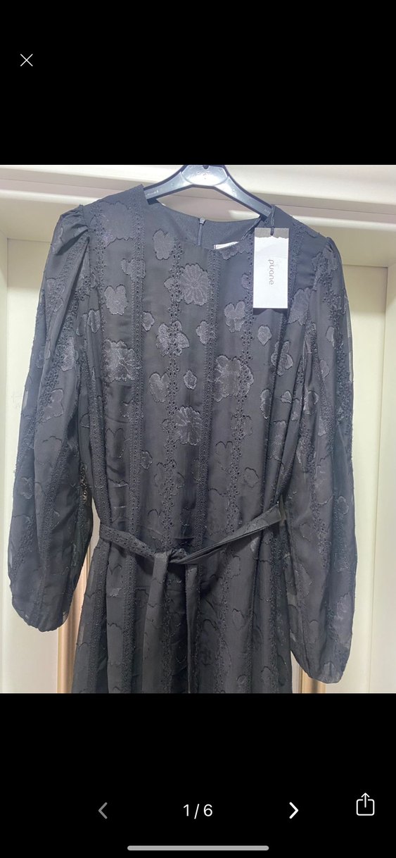 Nakışlı Siyah Uzun Renkli Elbise - Görsel 2