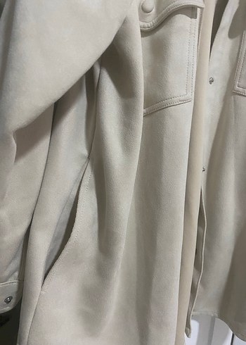 Bej Süet Düğmeli Midi Kadın Ceket - Görsel 6