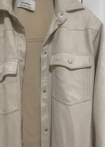 Bej Süet Düğmeli Midi Kadın Ceket - Görsel 2