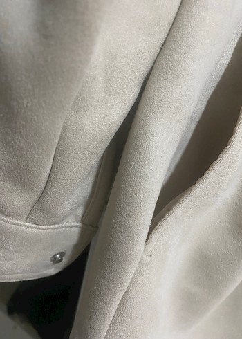 Bej Süet Düğmeli Midi Kadın Ceket - Görsel 5