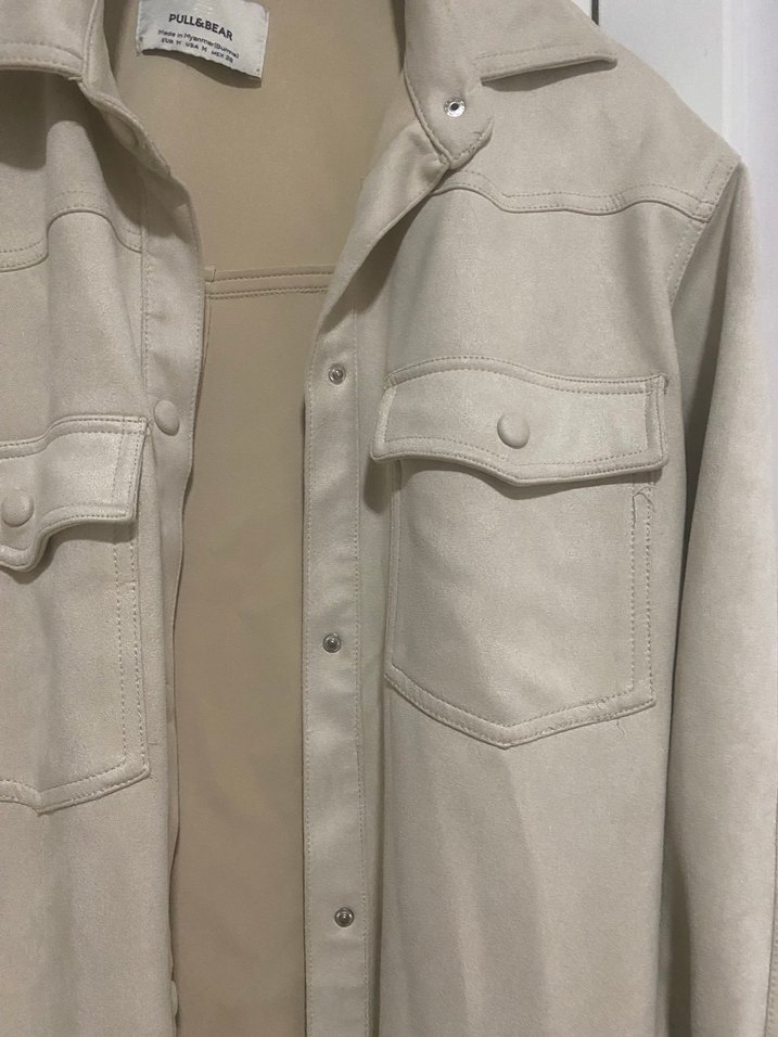 Bej Süet Düğmeli Midi Kadın Ceket - Görsel 2