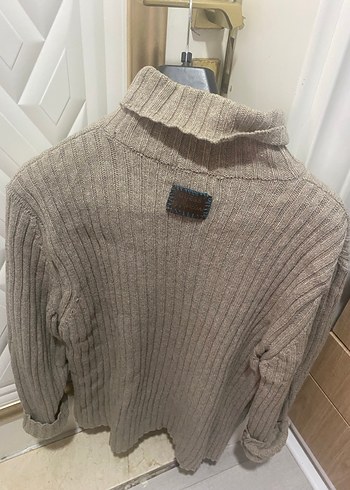 Bej  Boğazlı Triko Kazak - Görsel 2