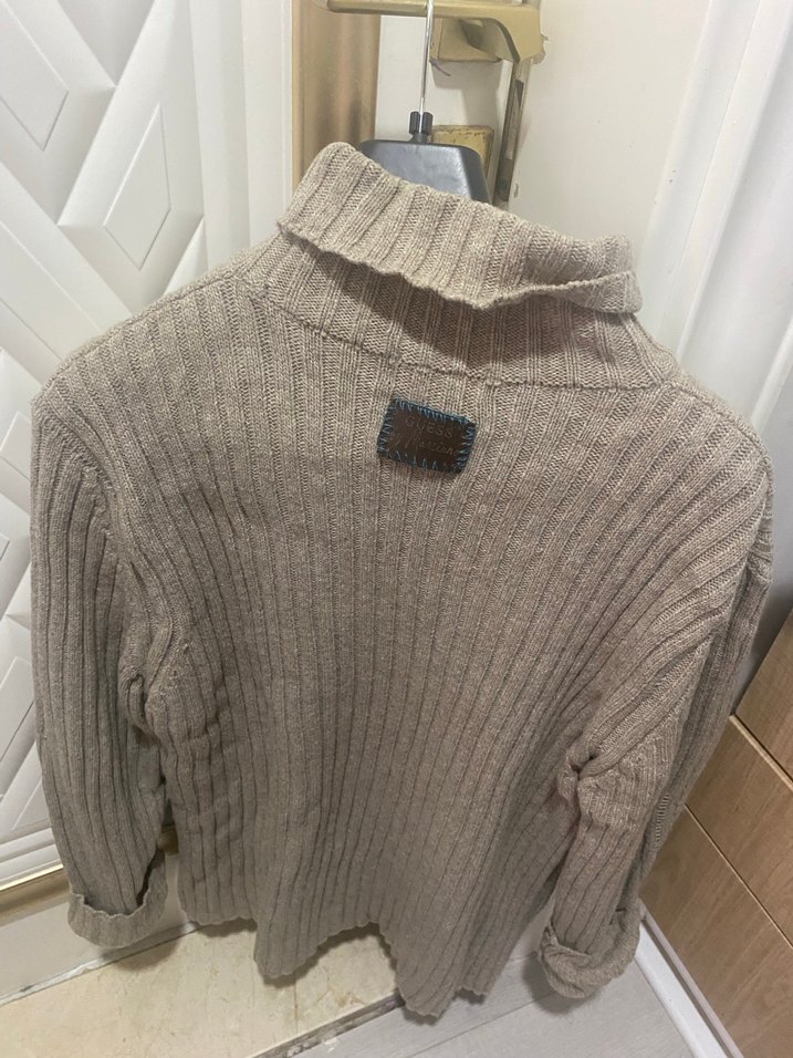 Bej  Boğazlı Triko Kazak - Görsel 2