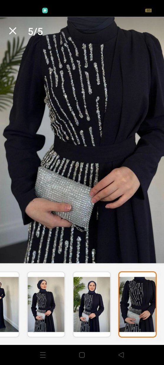 Siyah tesettür Abiye Elbise - Görsel 3