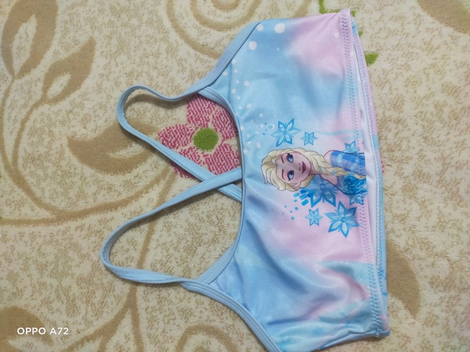 Kız Çocuk Pastel Mavi Bağlama Desenli Bikini - Görsel 2