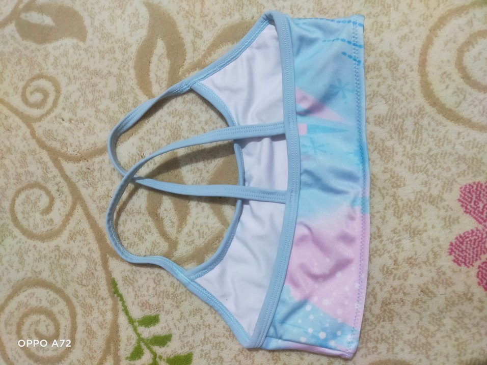 Kız Çocuk Pastel Mavi Bağlama Desenli Bikini - Görsel 3