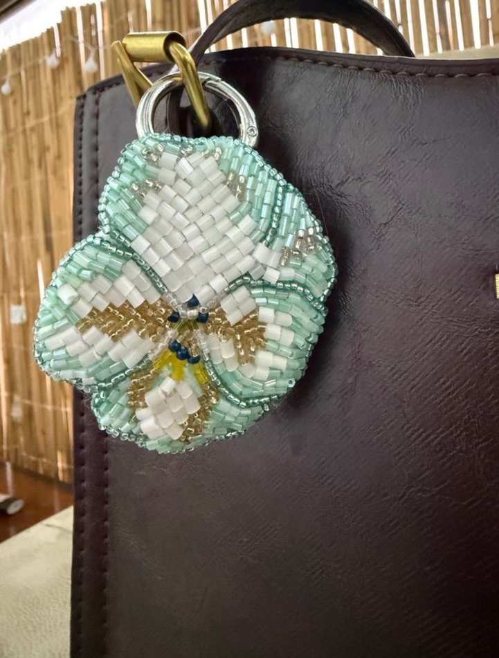 Turkuaz Boncuklu Çiçek Bohem Anahtarlık - Görsel 3