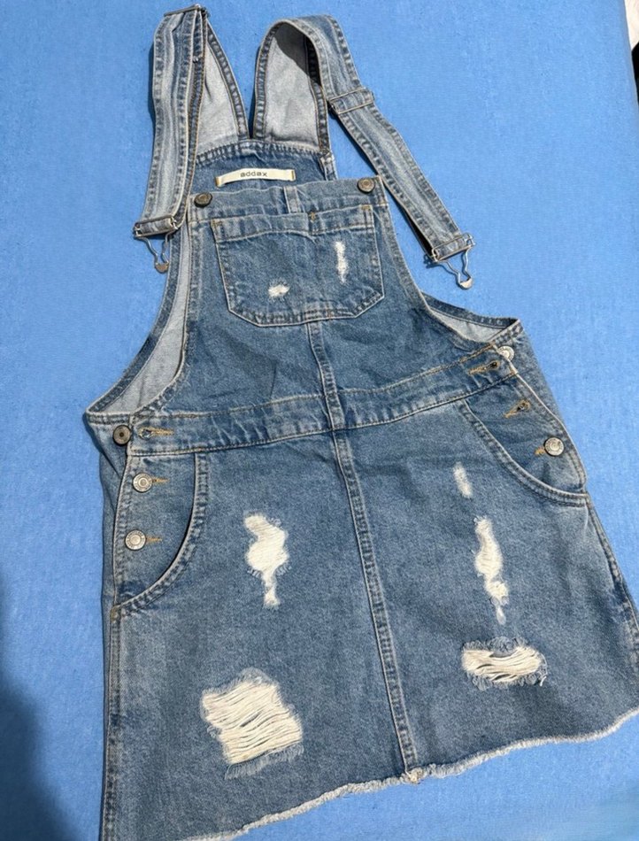 Kadın Kısa Denim Salopet - Görsel 2