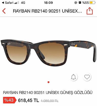 Ray ban wayfarer güneş gözlüğü