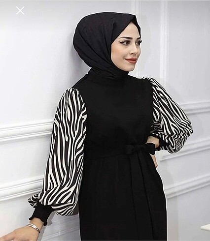 Diğer Zebra desenli tesettür elbise