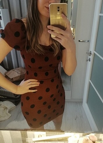 l Beden kahverengi Renk Zara Elbise